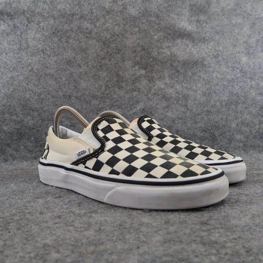 Vans Shoes Womens 7.5 Classic Slip On Checkered Sneaker Black White Casual Skate